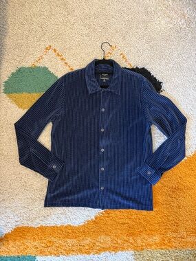 Men's Blue Checked Button-Up Shirt